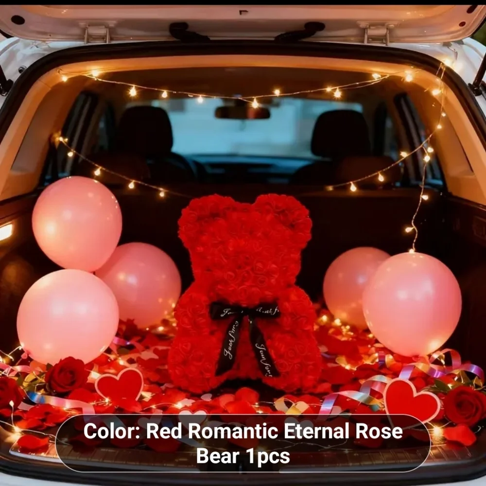 NEW ETERNAL RED ROSE TEDDY BEAR ~ GIFT GIVING